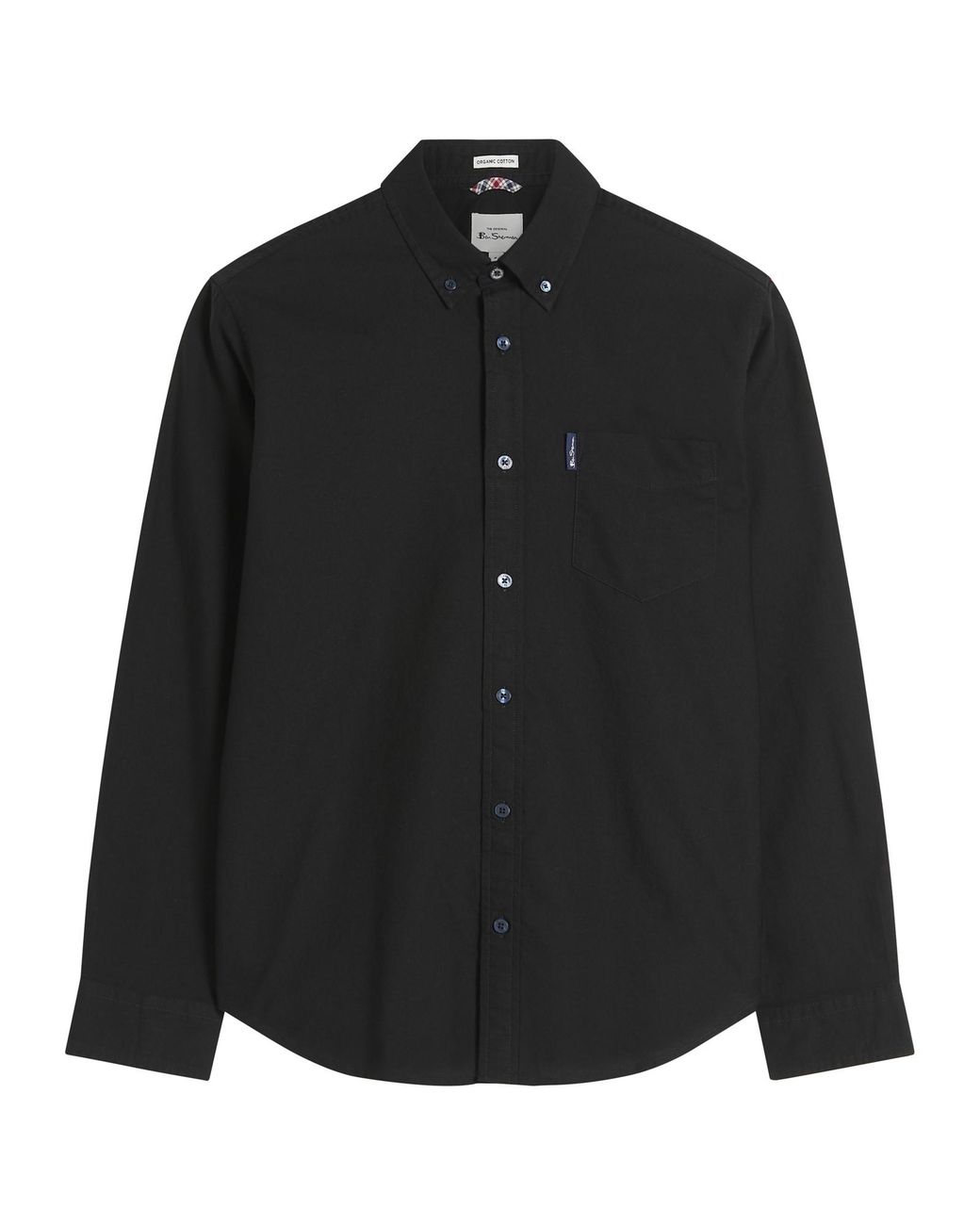 Ben Sherman Black Organic Oxford Long Sleeve Shirt In for men