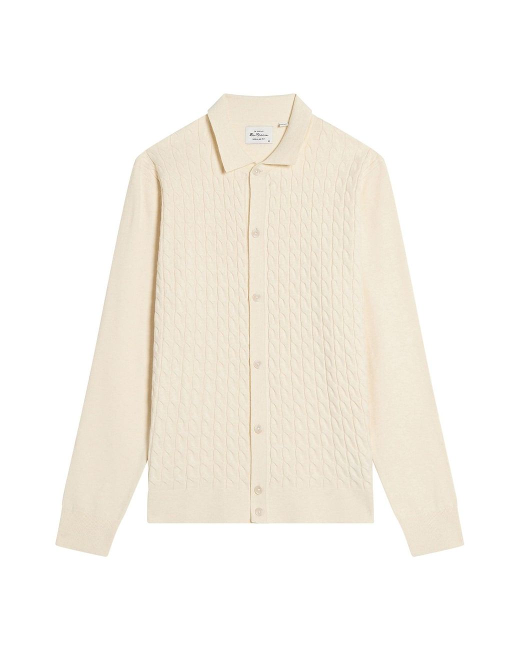 Ben Sherman White Button Through Cable Polo In for men