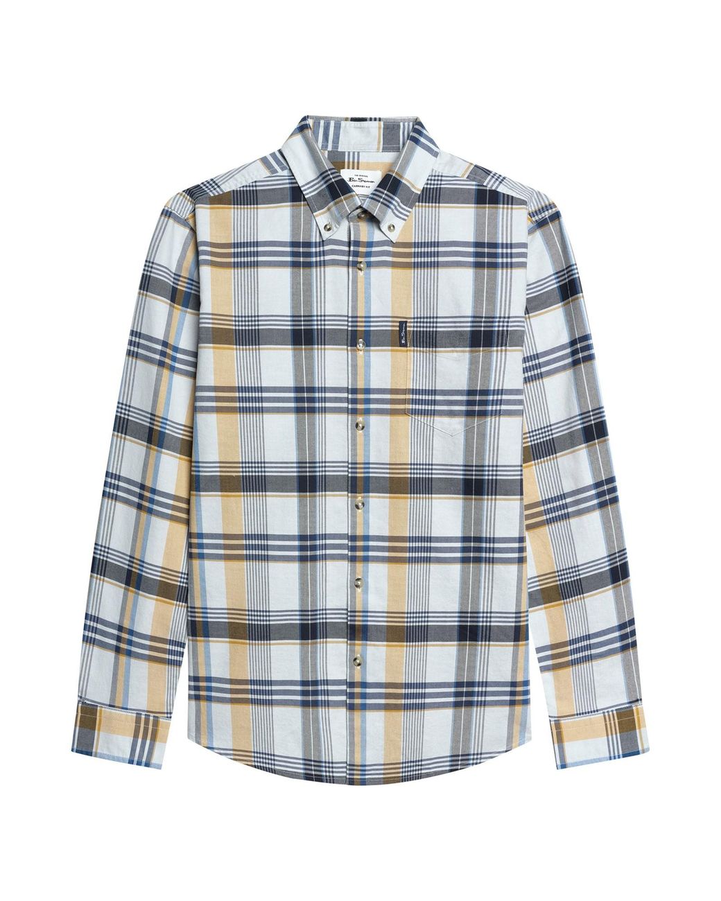 Ben Sherman Long Sleeve Irregular Oxford Check Shirt In Light Blue for men