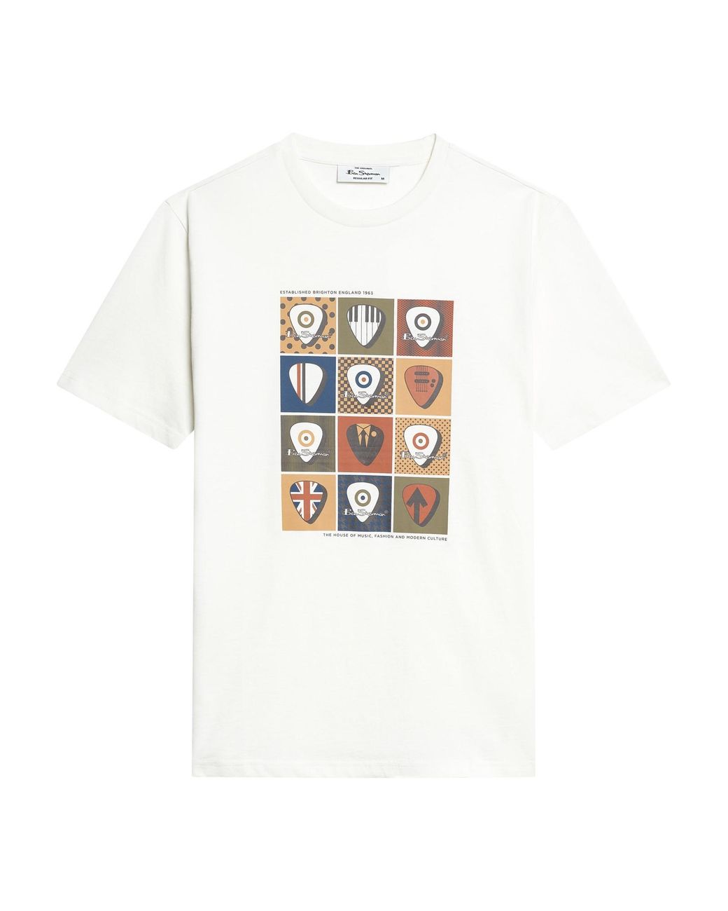 Ben Sherman White Short Sleeve Plectrum Stack Tshirt In Ivory for men