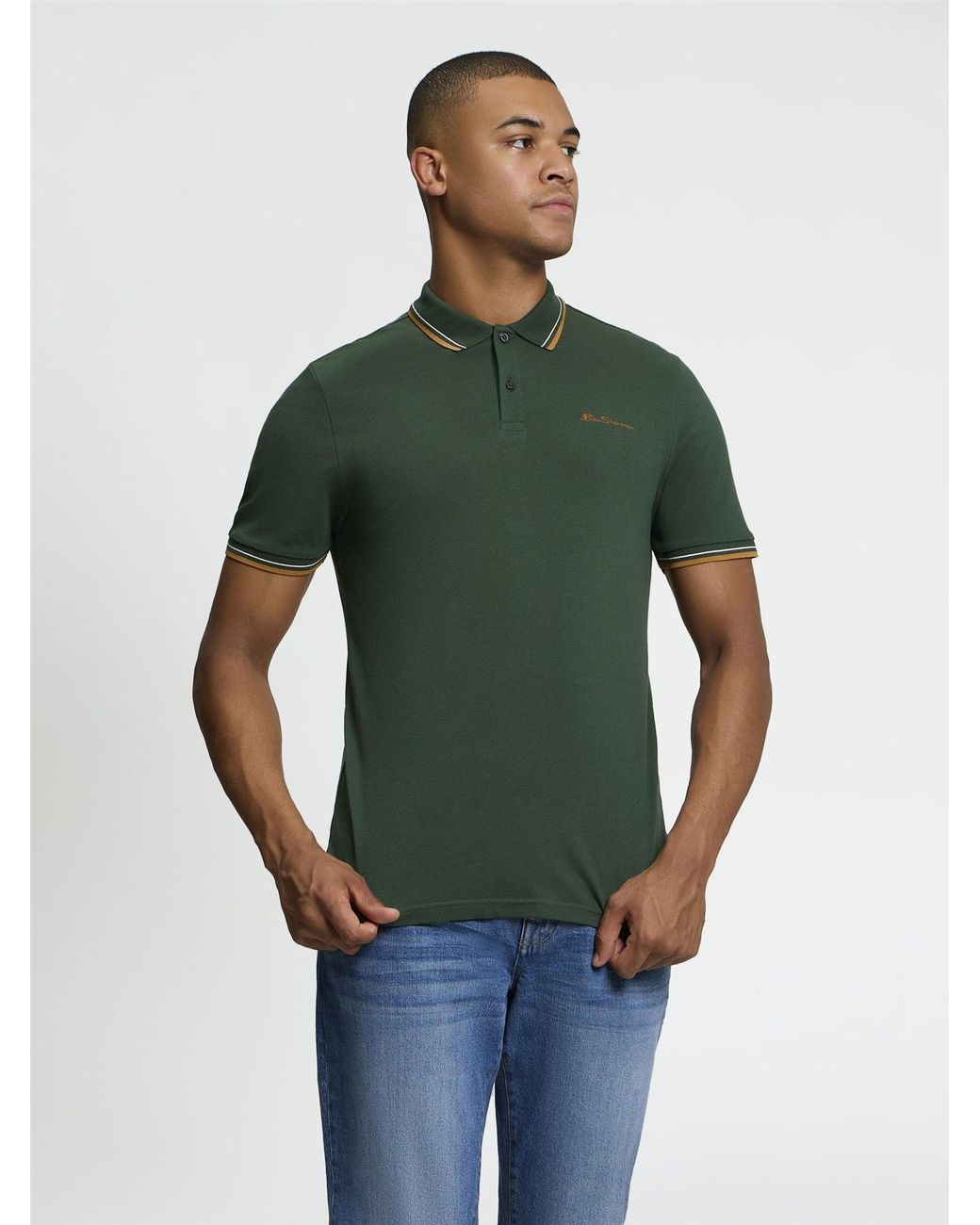 Ben Sherman Short Sleeve Signature Pique Polo In Bottle Green for men
