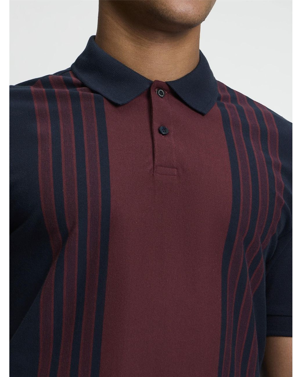 Ben Sherman Blue Short Sleeve Birdseye Stripe Polo In Dark Navy for men
