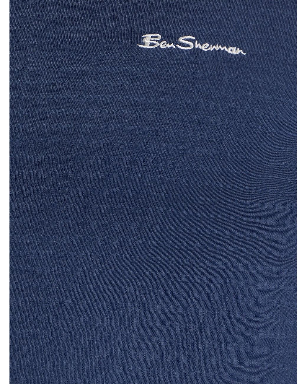 Ben Sherman Short Sleeve Jacquard Tshirt In Blue Denim for men