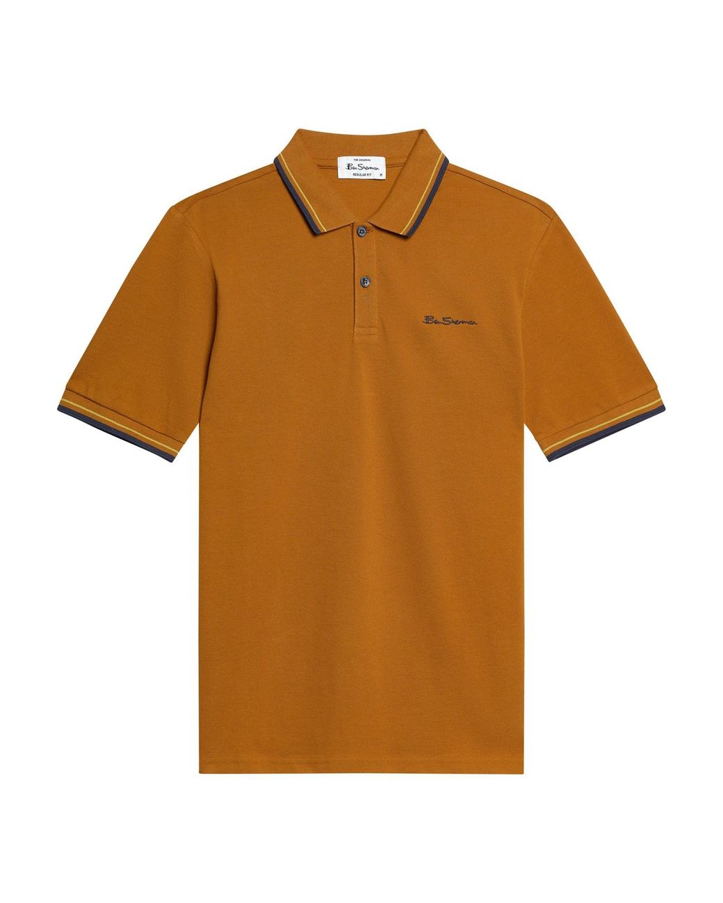 Ben Sherman Blue Short Sleeve Signature Pique Polo In Cinnamon for men