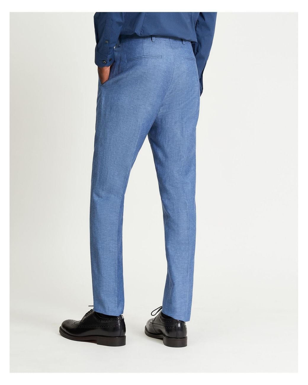 Ben Sherman Linen Blend Trouser In Blue for men