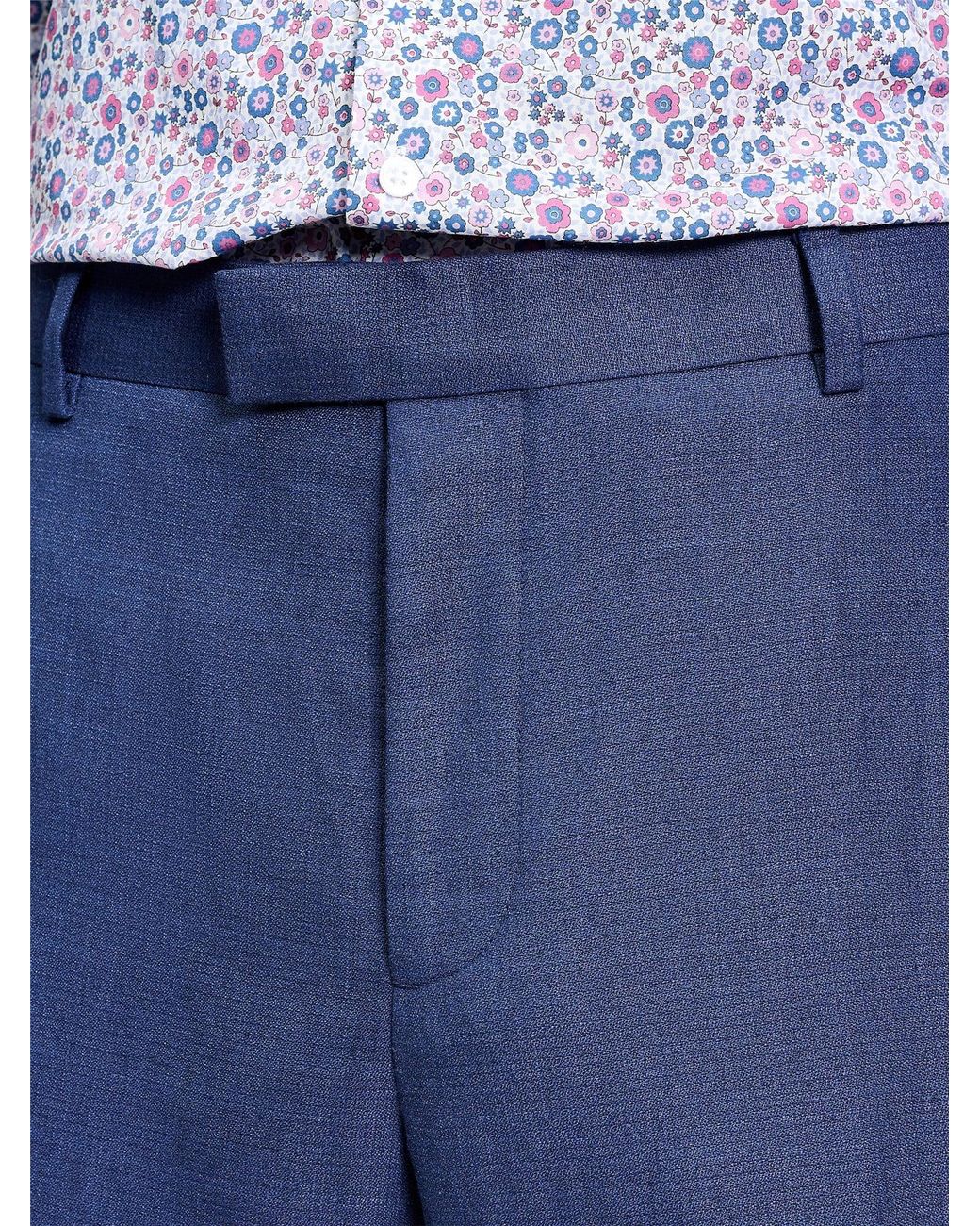 Ben Sherman Textured Linen Blend Trousers In Blue for men