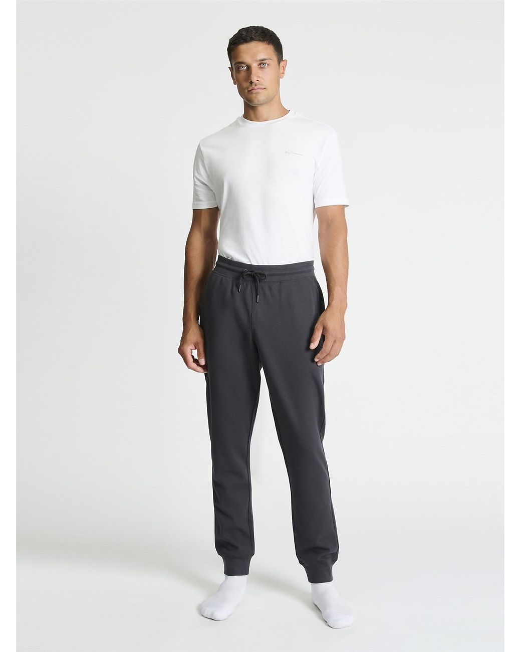 Ben Sherman Blue Jersey Waffle Trouser In Charcoal for men