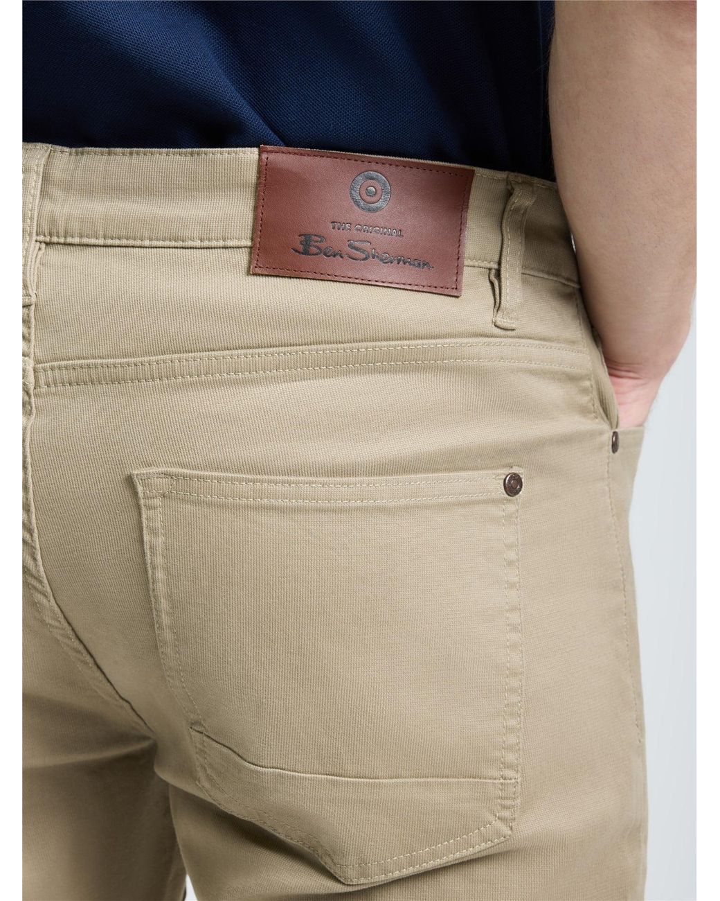 Ben Sherman Natural 5 Pocket Bedford Trousers In Stone for men