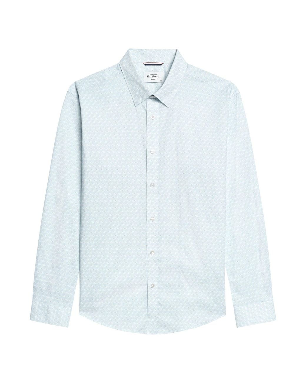 Ben Sherman White Long Sleeve Optic Geo Print Shirt In for men