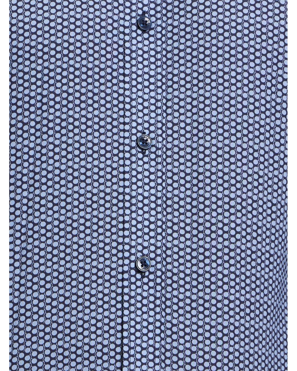 Ben Sherman Blue Long Sleeve Mono Print Shirt In Marine for men