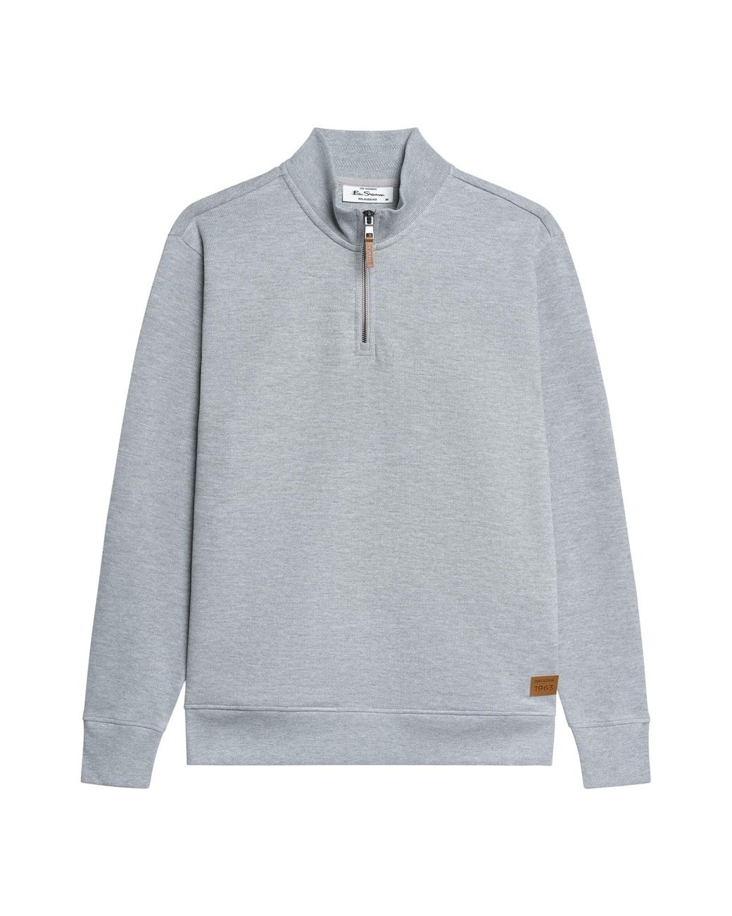 Ben Sherman Gray Long Sleeve Half Zip Track Top In Light Grey for men