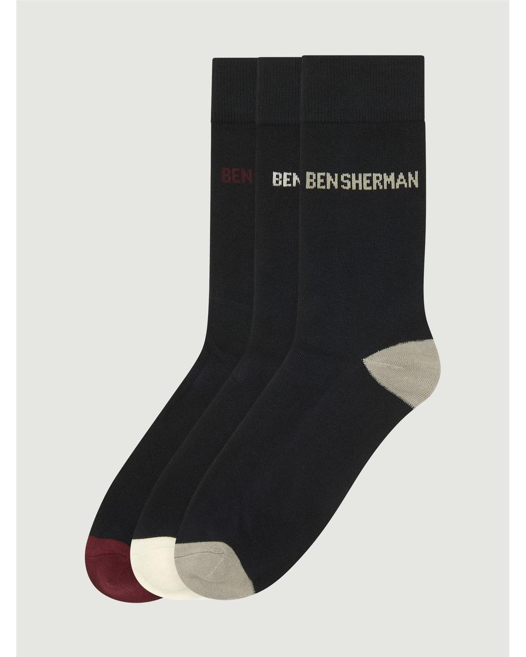 Ben Sherman White 3 Pack Heel Toe Socks In Dark Navy for men