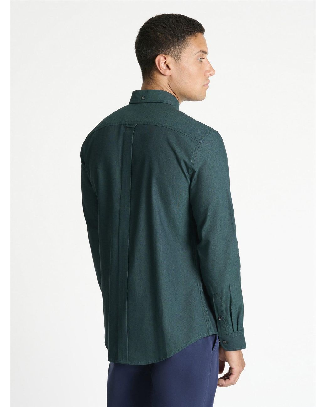 Ben Sherman Long Sleeve Oxford Shirt In Dark Green for men