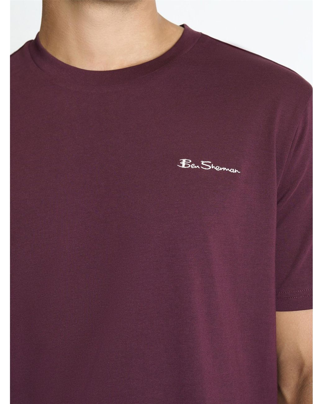 Ben Sherman Purple Chest Embroidery Tee In Dark Wine for men