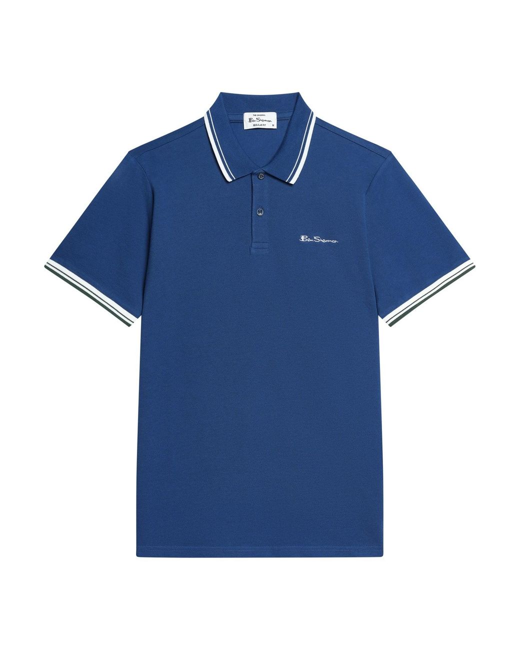 Ben Sherman Short Sleeve Signature Pique Polo In Blueberry for men