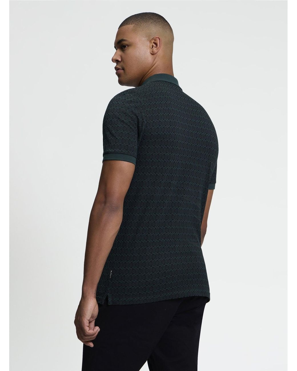 Ben Sherman Blue Short Sleeve All Over Print Polo In Lotus Green for men