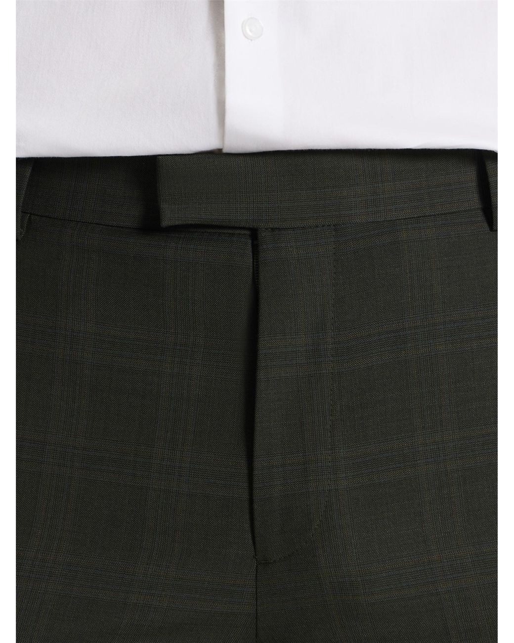 Ben Sherman Black Prince Of Wales Tonal Trouser In Dark Green for men