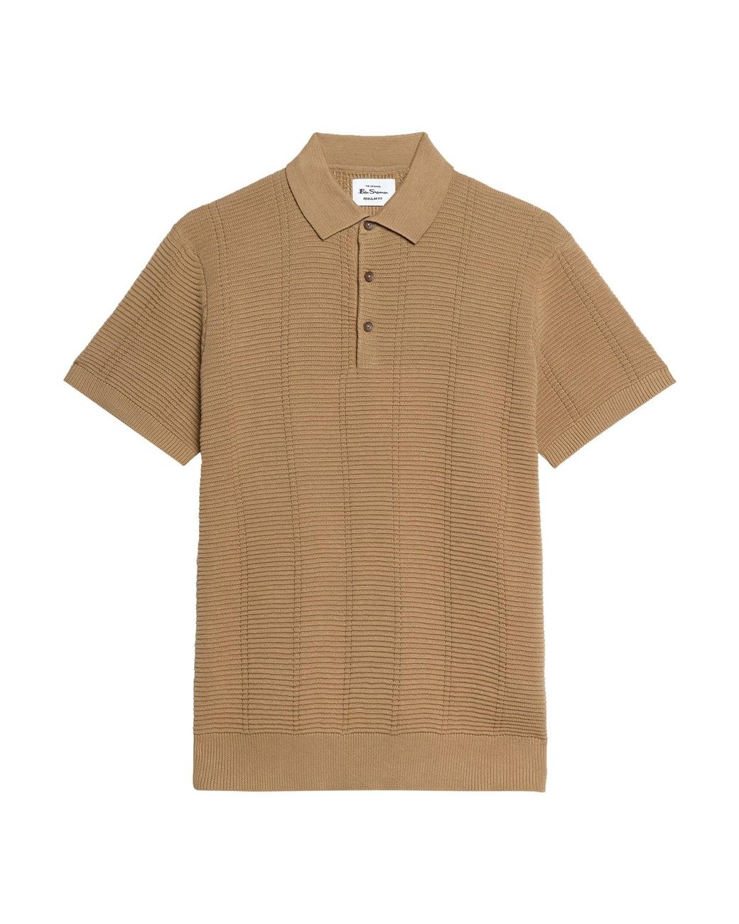 Ben Sherman Natural Short Sleeve Texture Rib Knitted Polo In for men