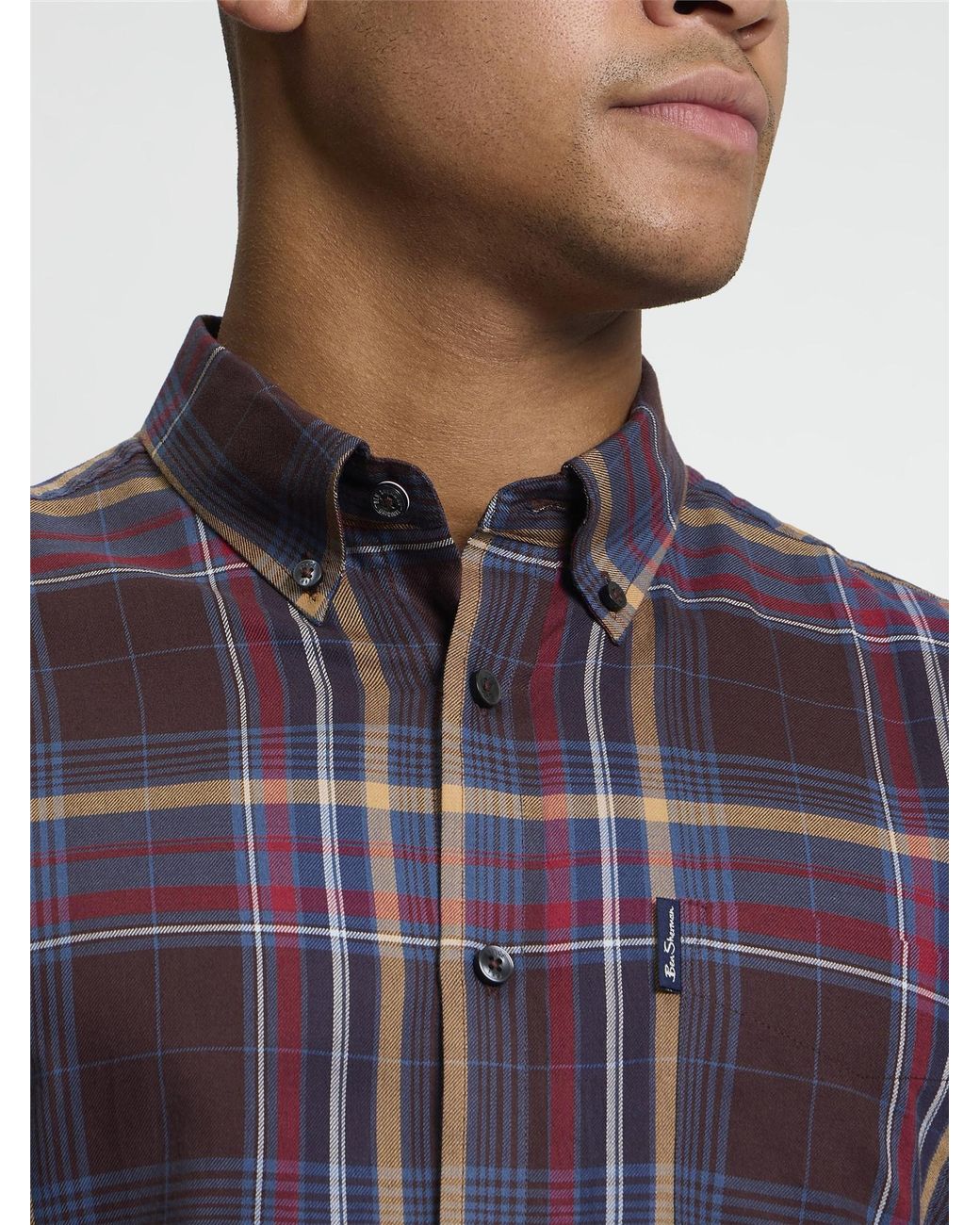 Ben Sherman Blue Long Sleeve Twill Check Shirt In for men