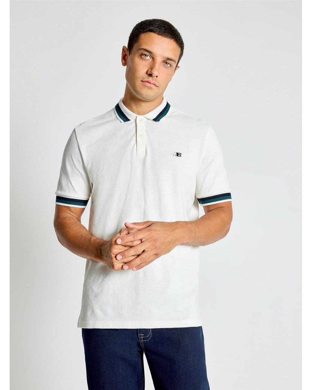 Ben Sherman White Fabric Interest Polo Shirt In for men