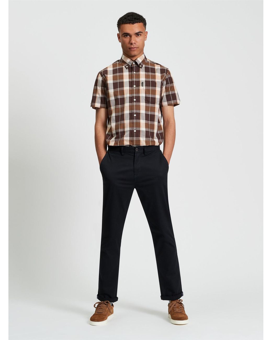 Ben Sherman Multicolor Block Check Shirt In Dark Brown for men