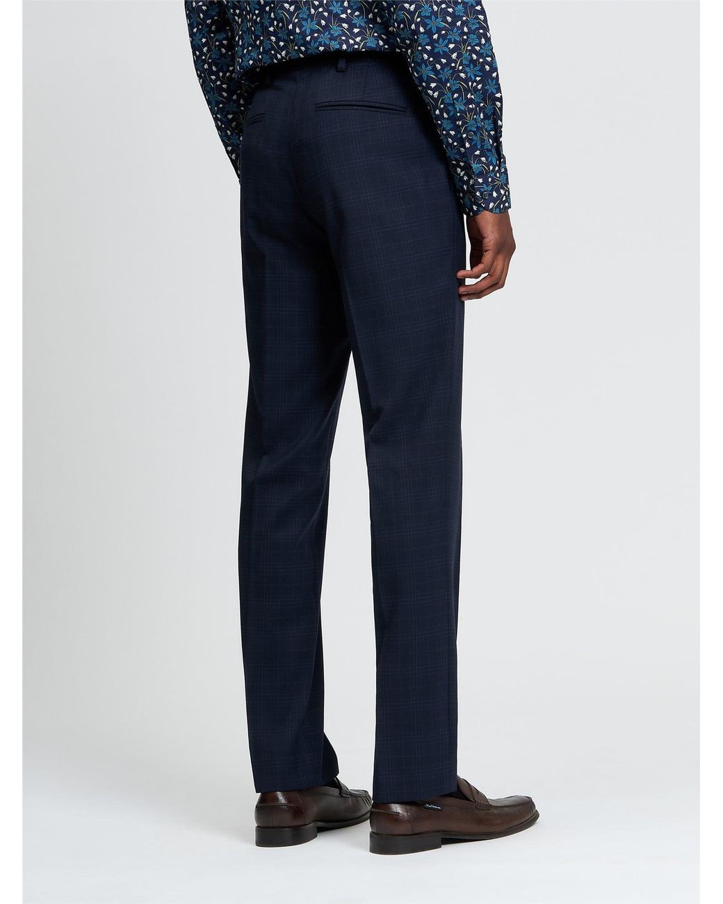 Ben Sherman Blue Navy Tonal Check Trouser In Navy for men