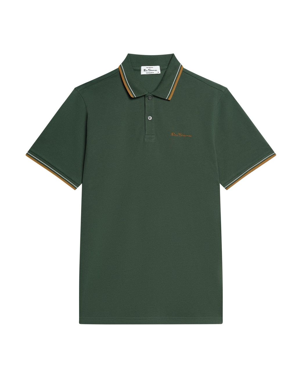 Ben Sherman Short Sleeve Signature Pique Polo In Bottle Green for men