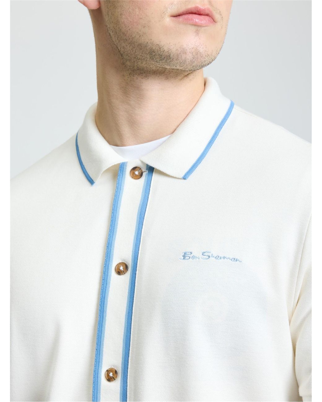 Ben Sherman Contrast Tipping Shirt In Snow White for men