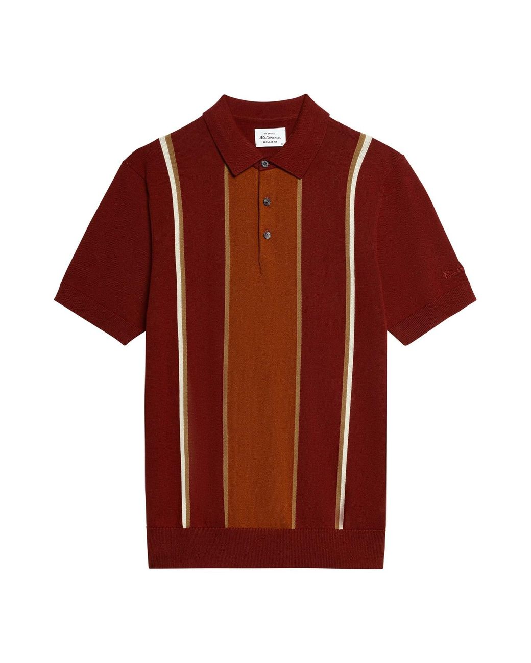 Ben Sherman Red Short Sleeve Mod Stripe Knitted Polo In for men