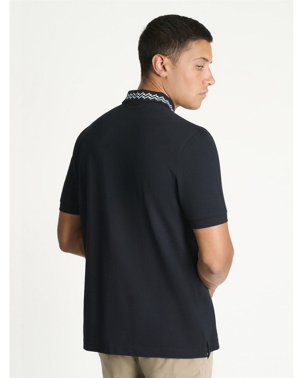 Ben Sherman Multicolor Collar Interest Polo Shirt In Black for men