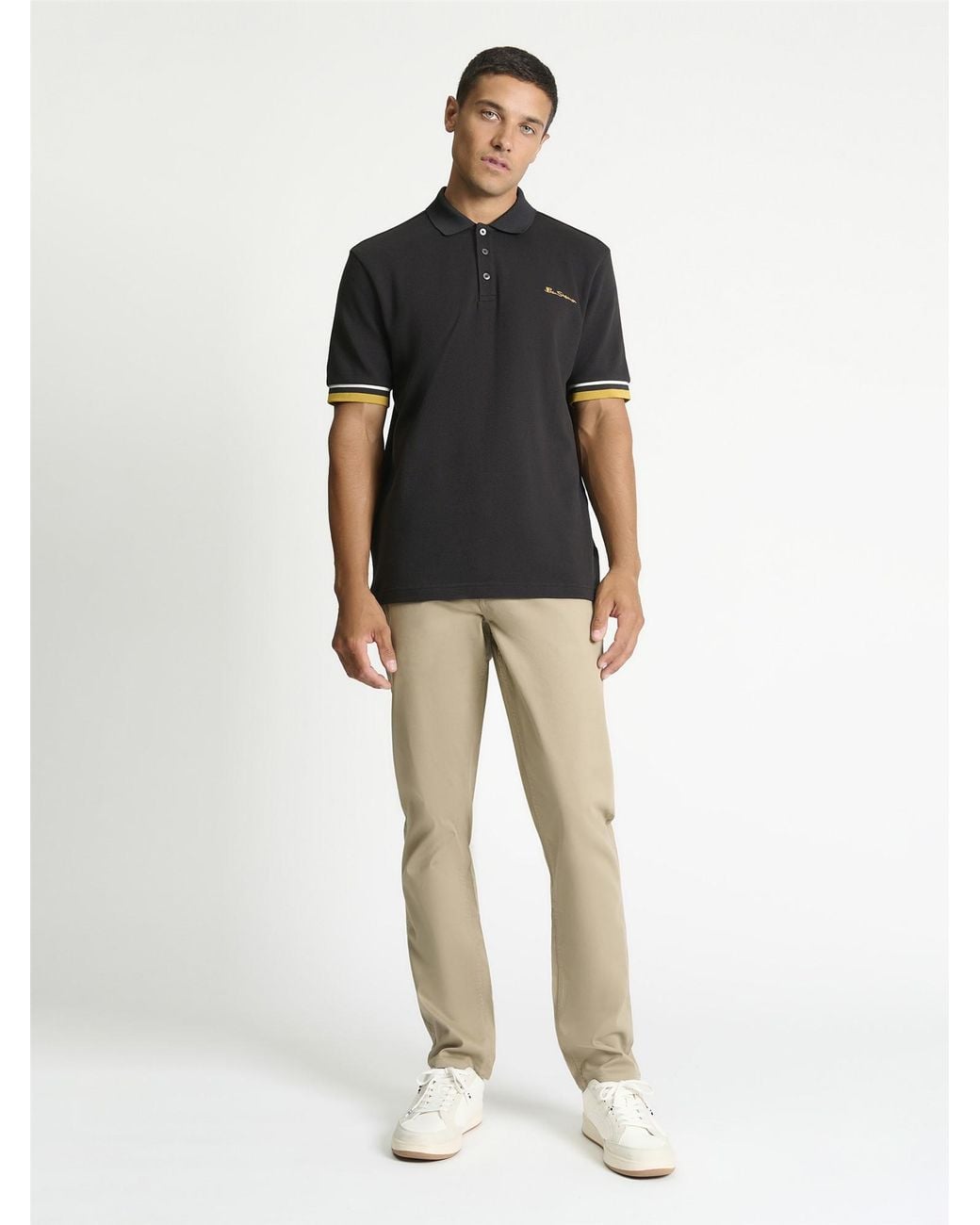Ben Sherman Red Heavyweight Pique Polo Shirt In Black for men