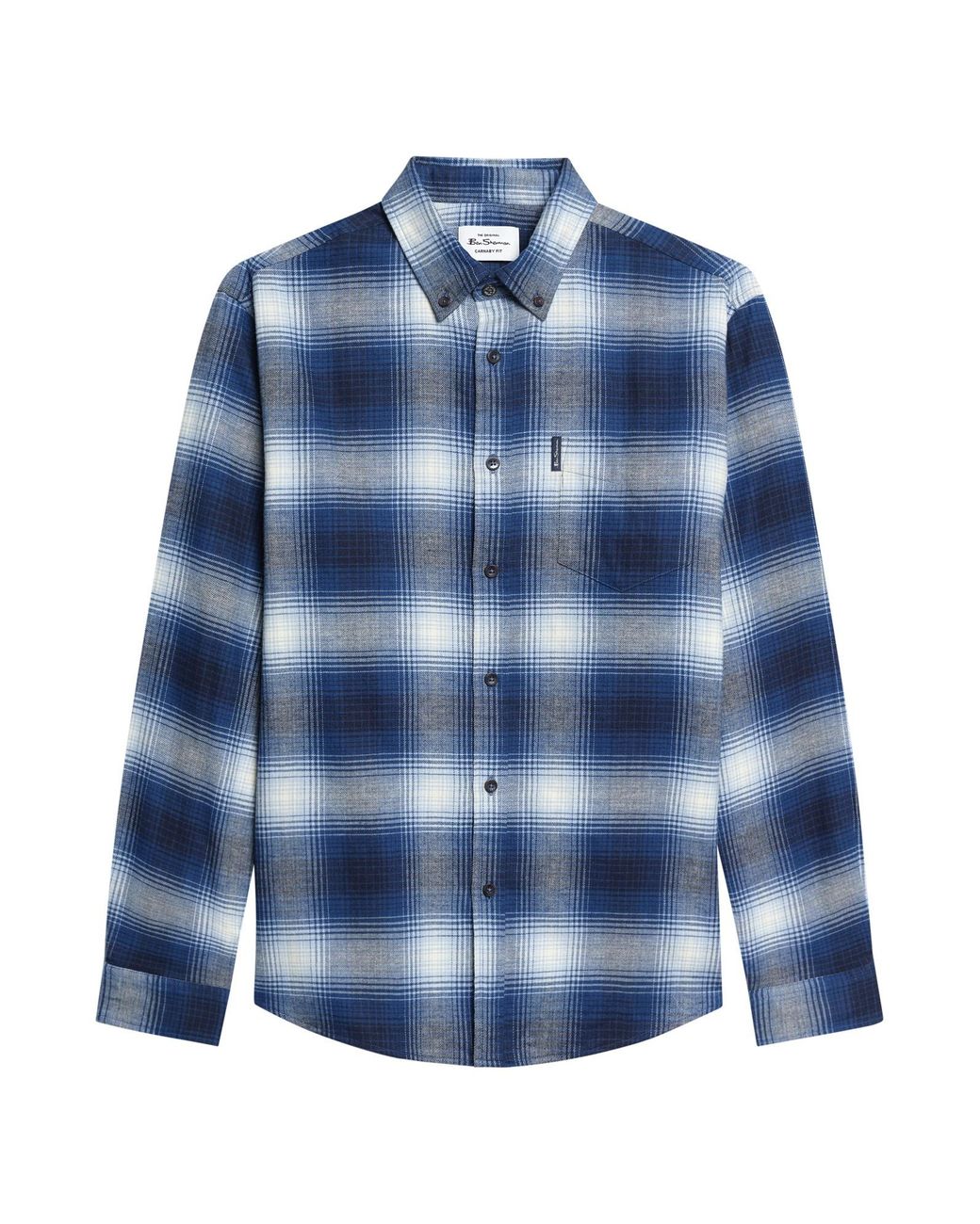Ben Sherman Long Sleeve Ombre Check Shirt In Blue Ink for men