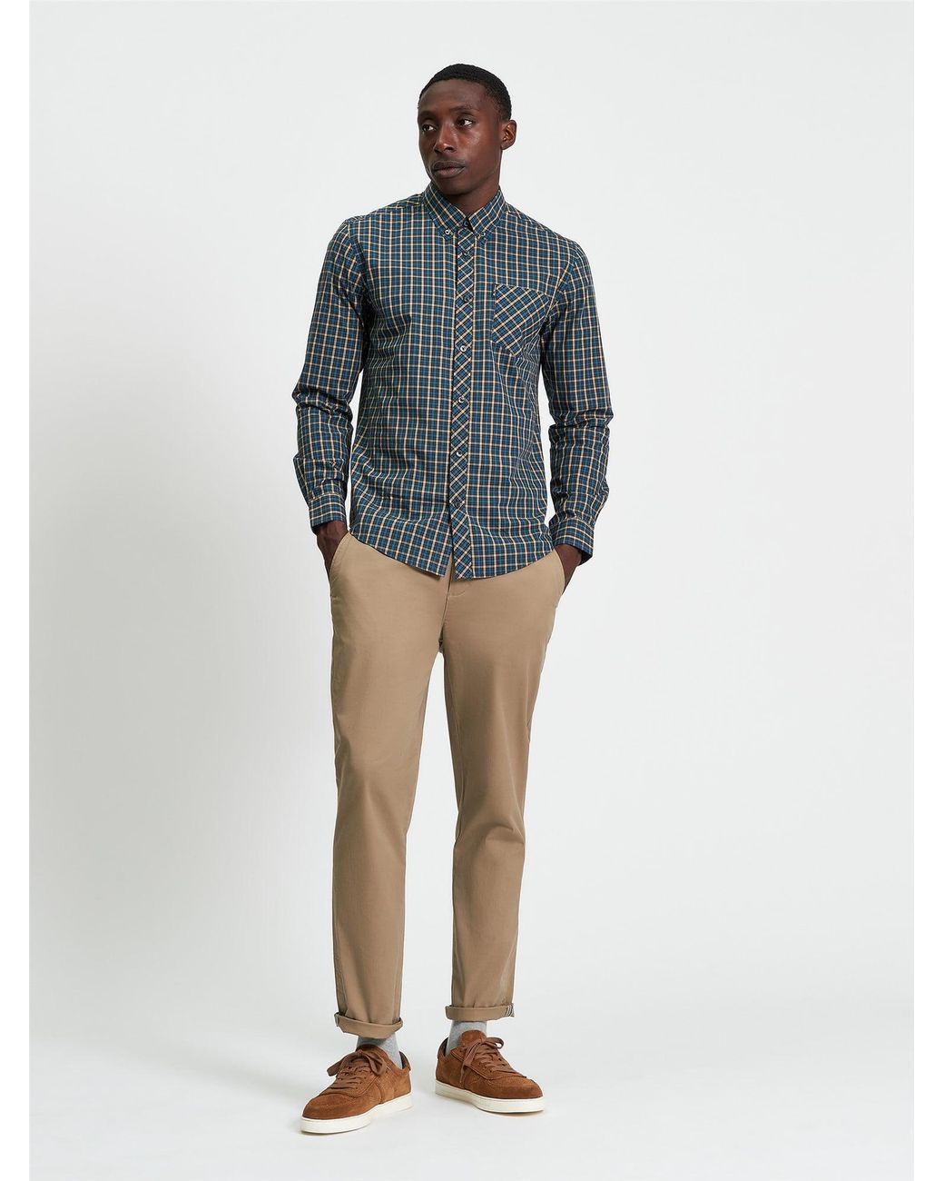 Ben Sherman Blue Long Sleeve House Check Shirt In for men