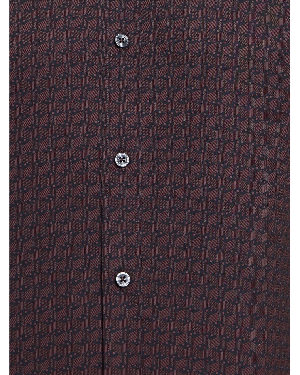 Ben Sherman Multicolor Long Sleeve Optic Geo Print Shirt In Maroon for men