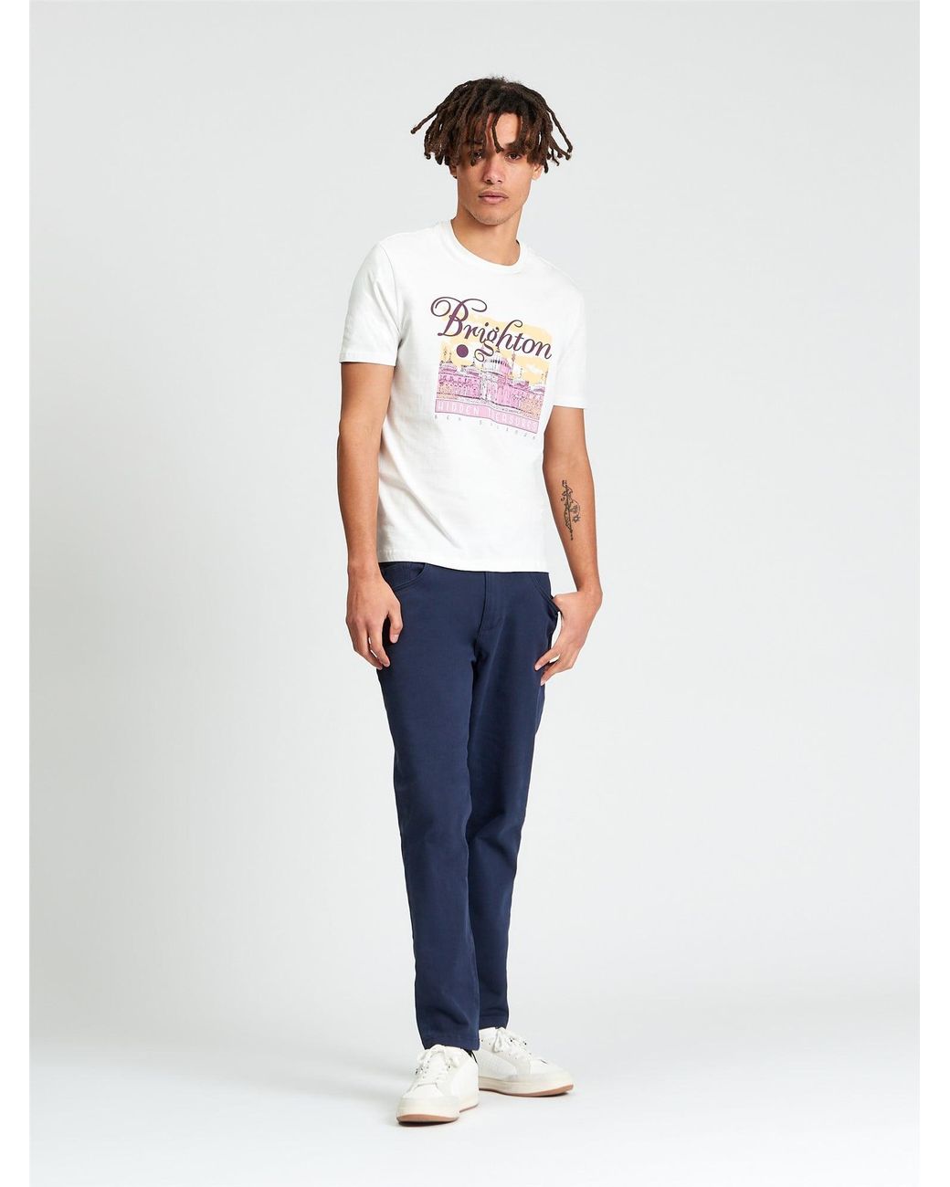 Ben Sherman Blue Short Sleeve Hidden Treasures Tshirt In Ivory for men