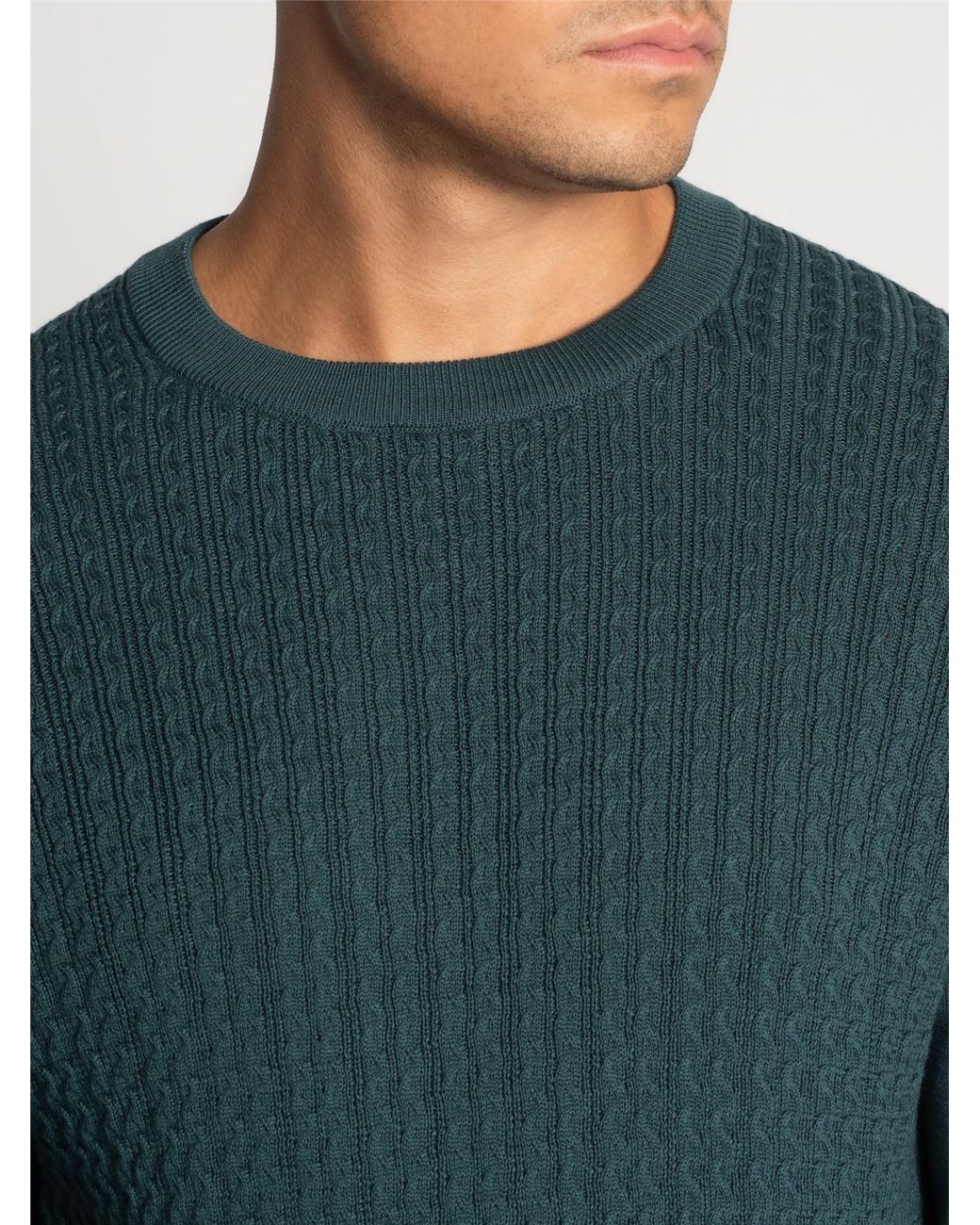 Ben Sherman Blue Textured Front Crew Sweater In for men
