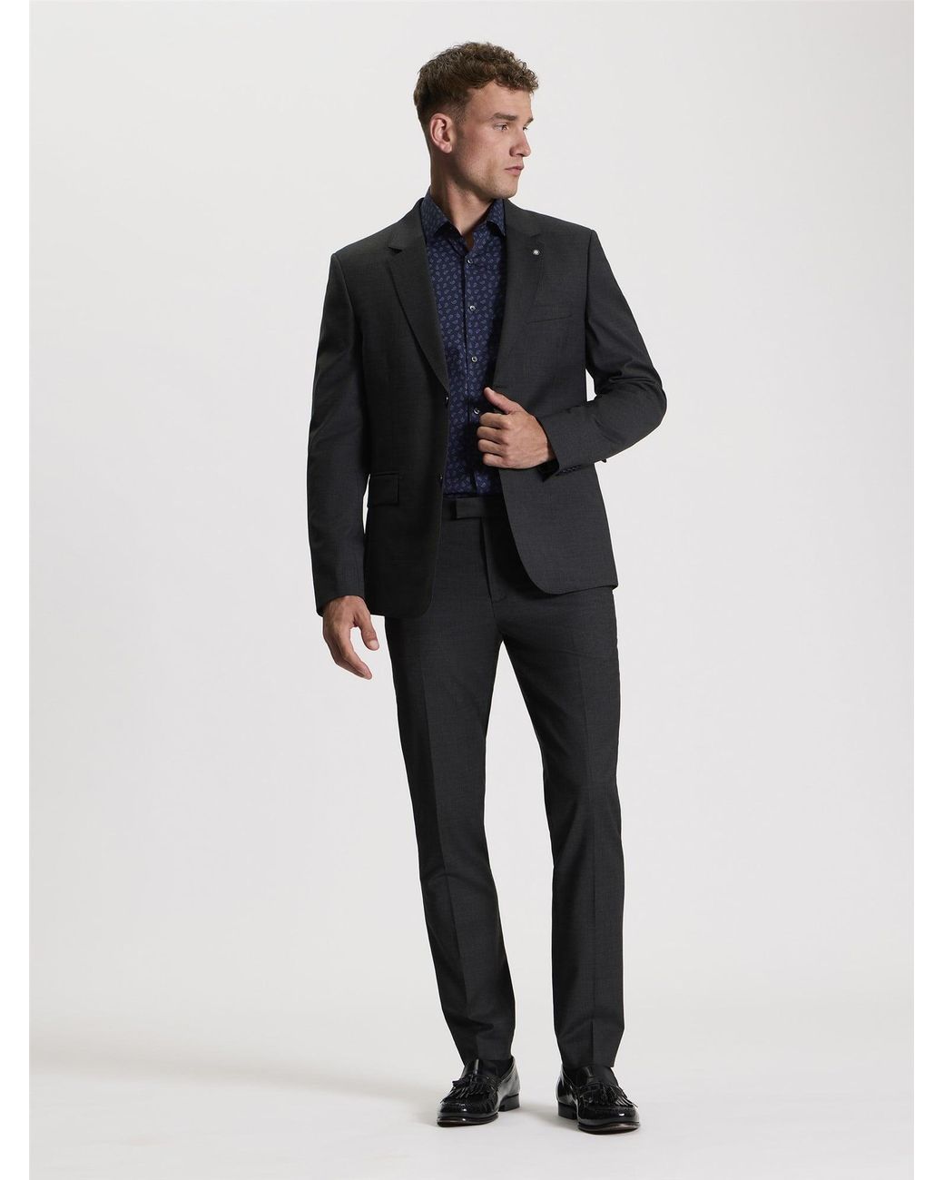 Ben Sherman Black Signature Twill Trouser In Charcoal for men