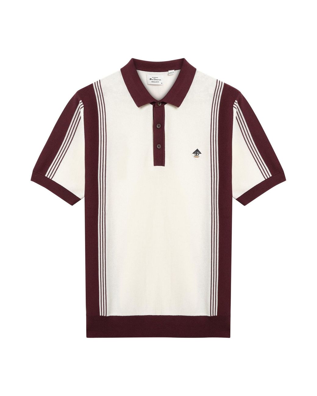Ben Sherman White Short Sleeve Colour Block Sport Knitted Polo In Ivory for men