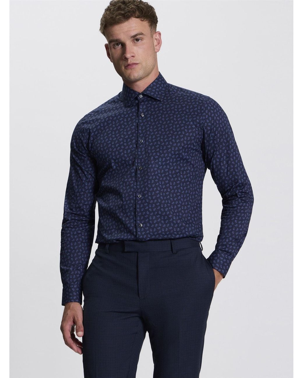 Ben Sherman Blue Paisley Print Shirt In Navy for men