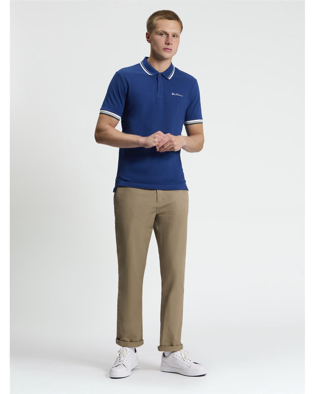 Ben Sherman Short Sleeve Signature Pique Polo In Blueberry for men