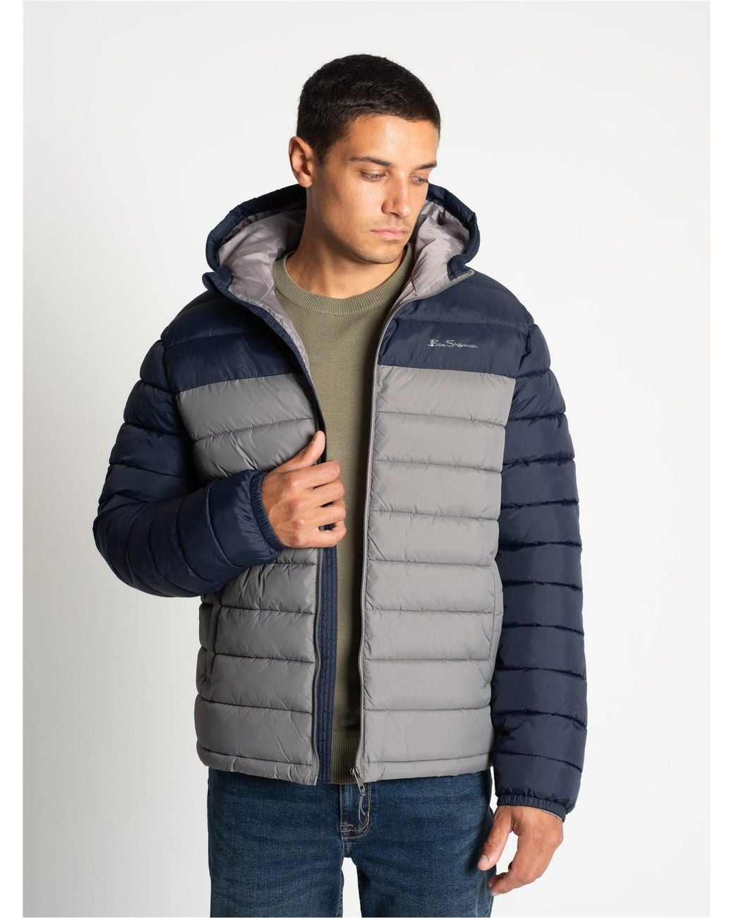 Ben Sherman Blue Padded Hooded Jacket In for men