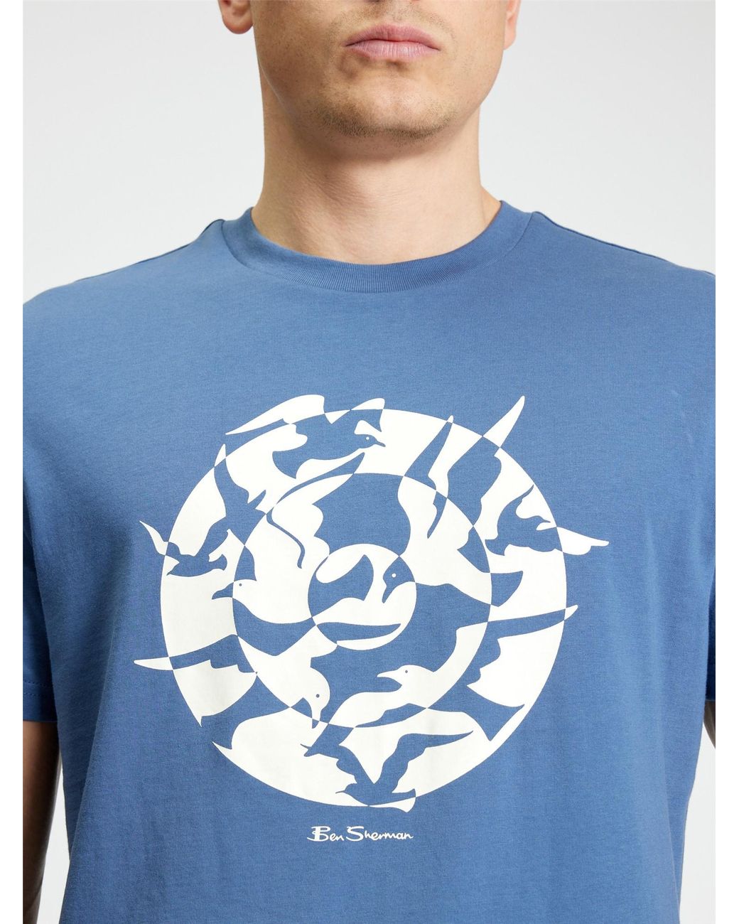 Ben Sherman Blue Short Sleeve Seagull Target Tshirt In Indigo for men