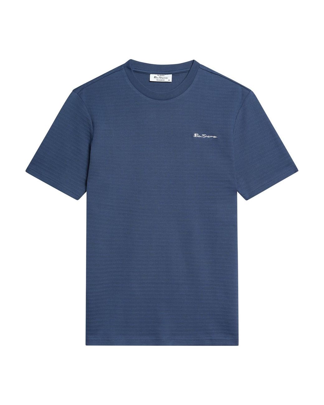 Ben Sherman Short Sleeve Jacquard Tshirt In Blue Denim for men