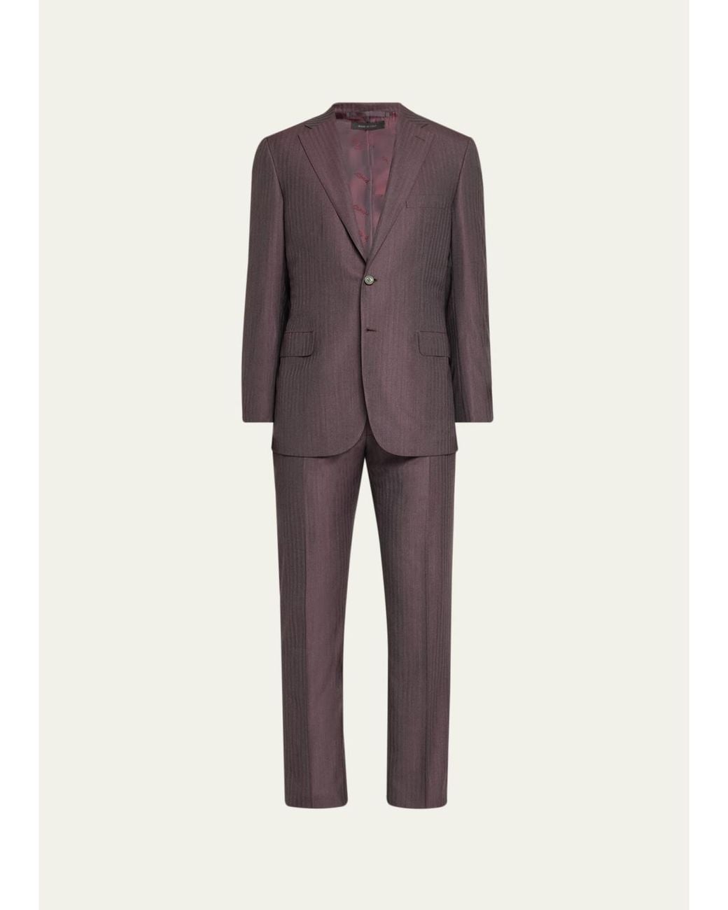 Brioni Multicolor Wool Herringbone Single-Breasted Suit for men