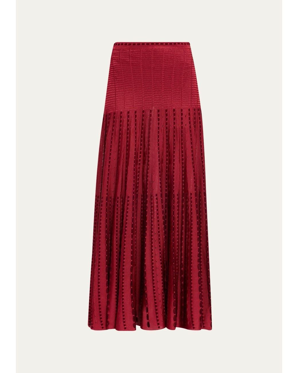 Ulla Johnson Lilah Eyelet Degrade Midi Skirt in Red | Lyst