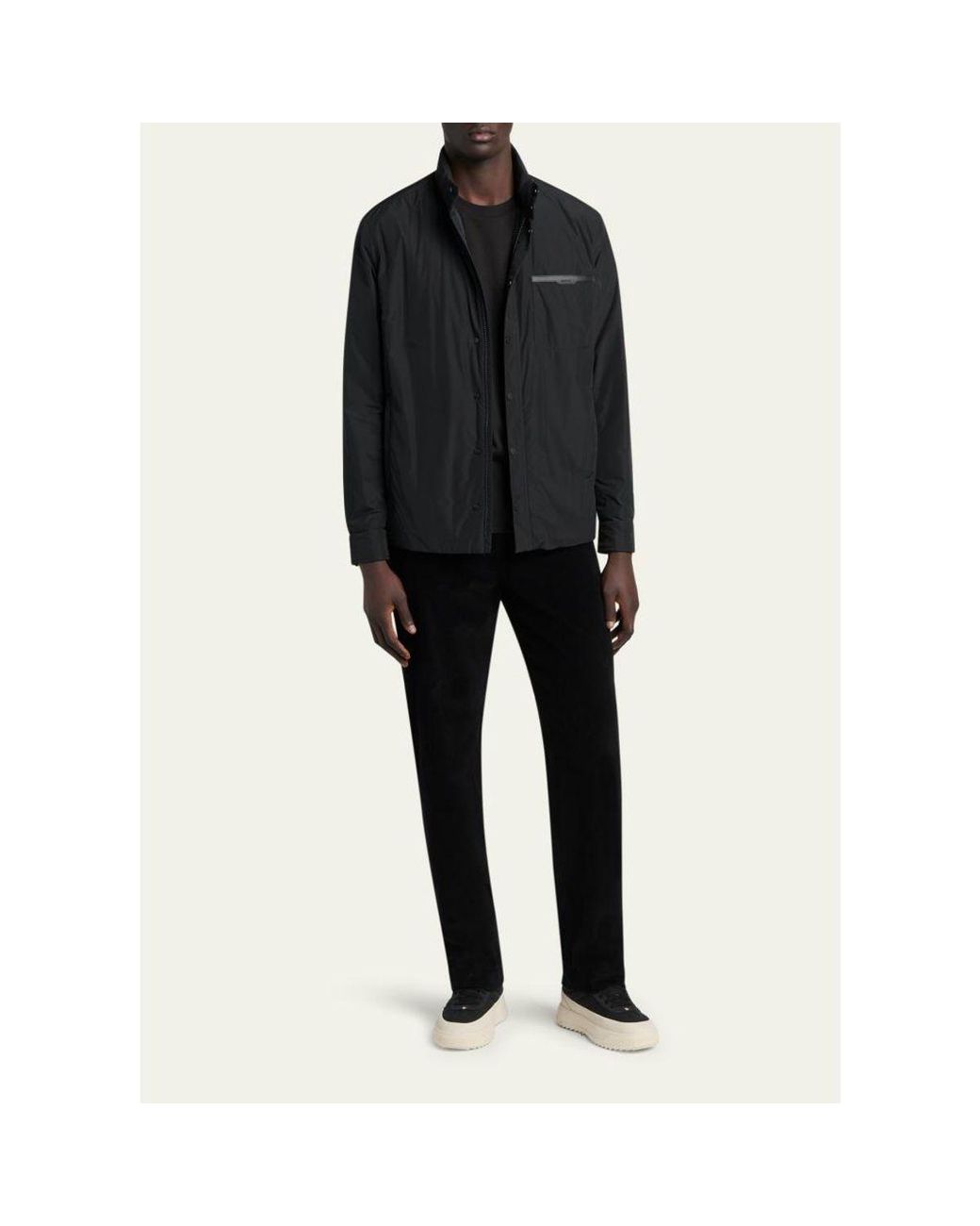 Moncler Blue Snap-Front Down Jacket for men