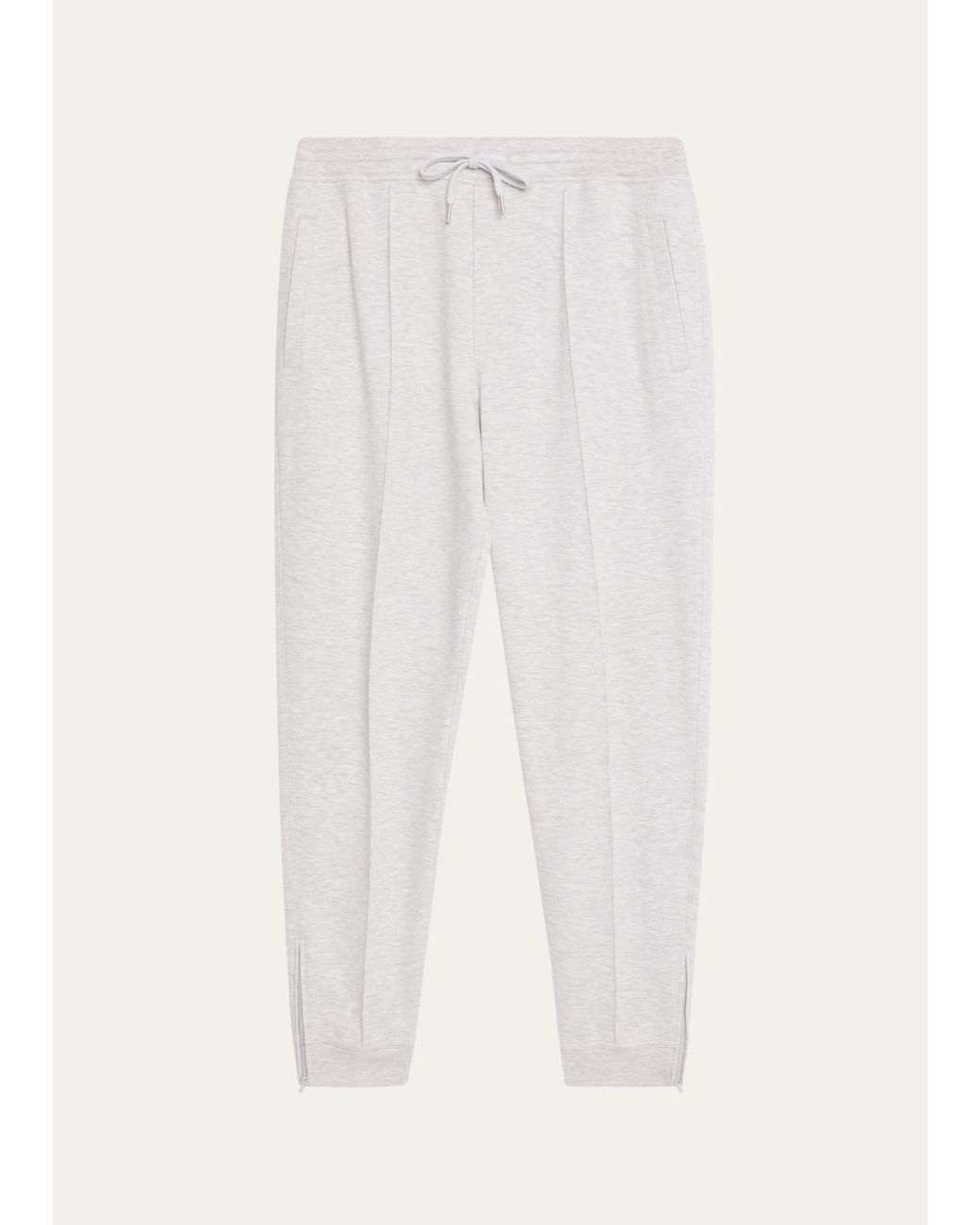 Brunello Cucinelli White Pintuck-Pleated Drawstring Sweatpants for men