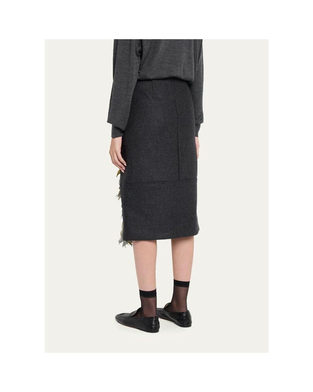 Plan C Metallic Wool-Blend Sequin Midi Skirt