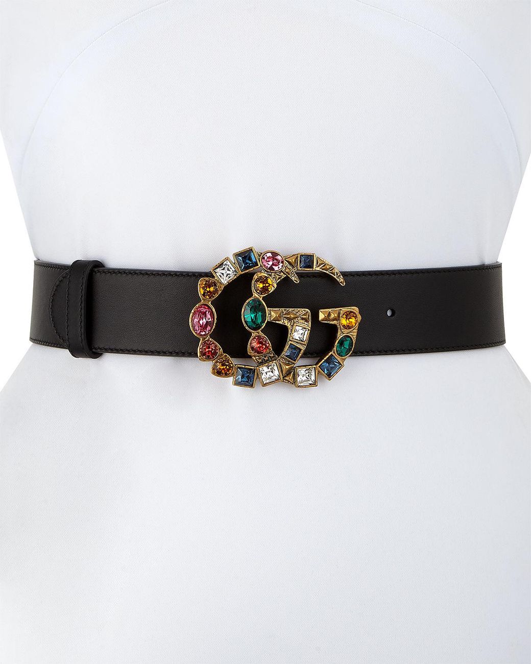 Gucci Leather Belt With Crystal Double G Buckle in Black | Lyst display picture 3