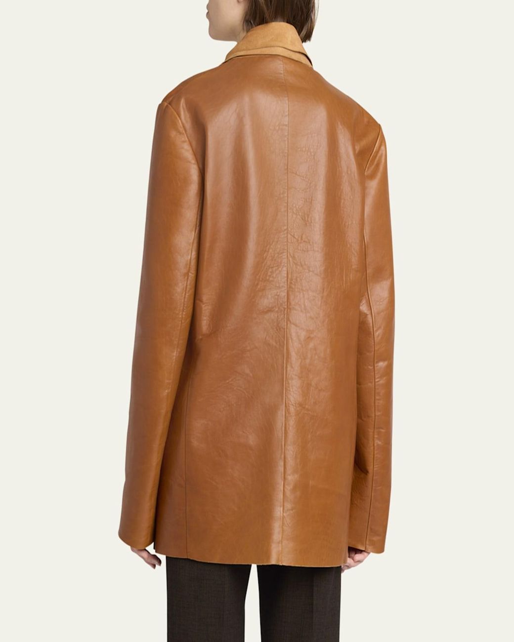 The Row Lysandre Leather Jacket in Brown | Lyst